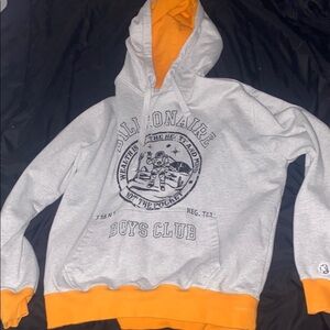 Billionaire Boys Club Heather Gray Hoodie with Vibrant Orange Cuffs